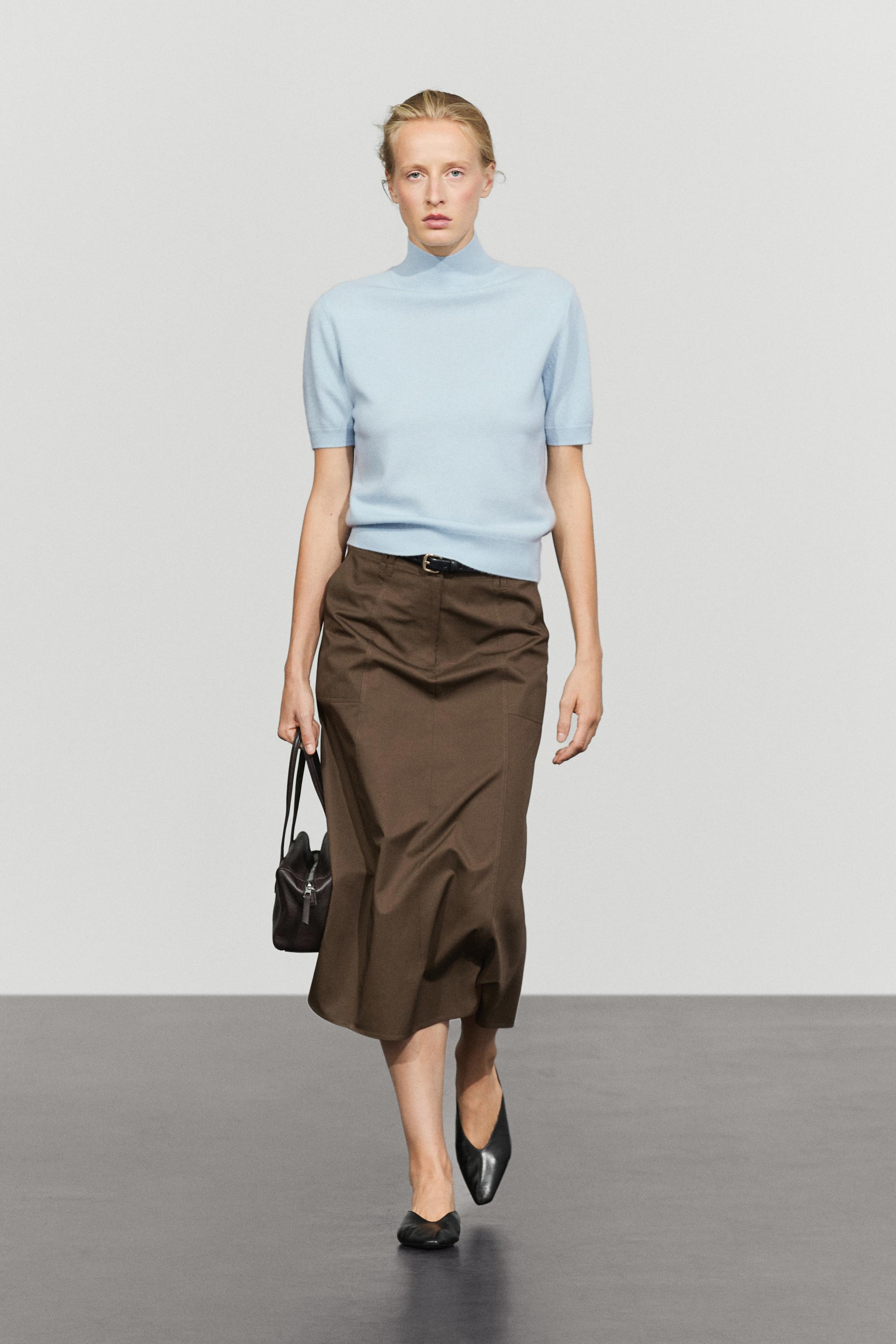 Pull en maille à manches courtes, mélange laine et cachemire